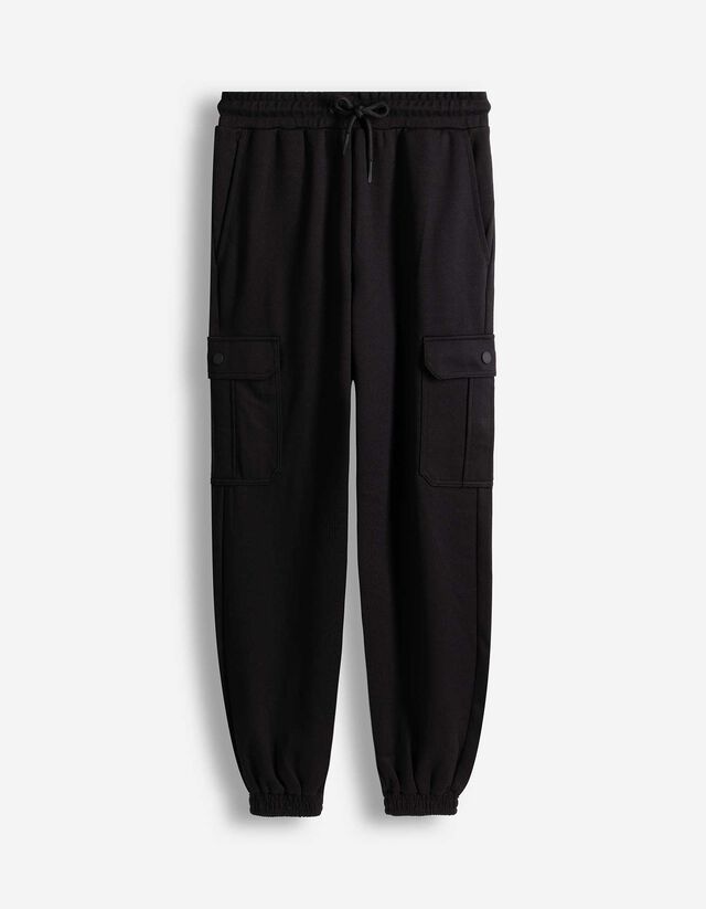 Cargohose - Piqu&eacute; - schwarz