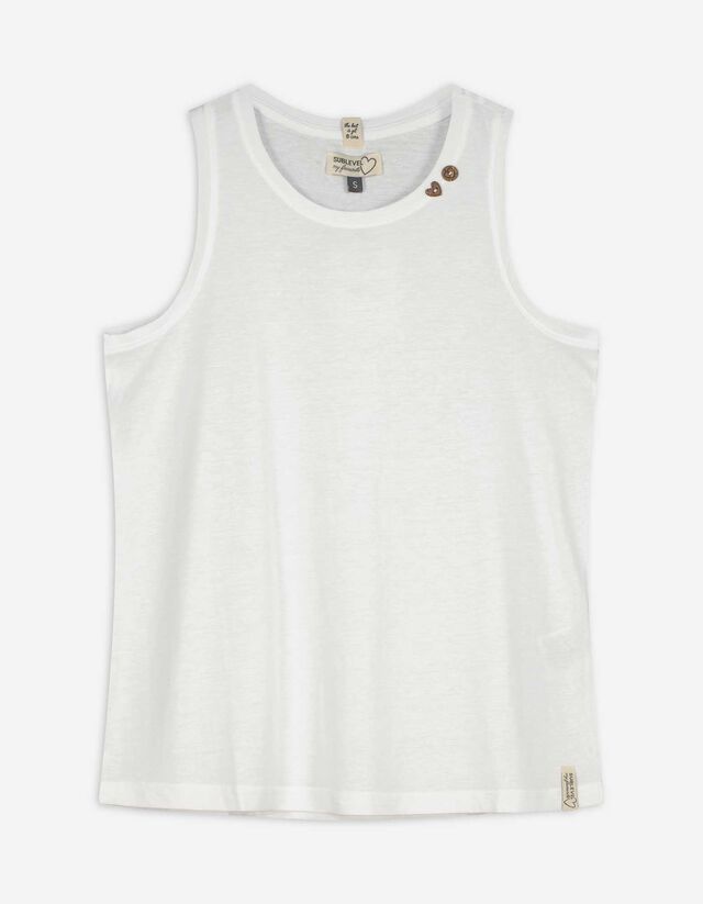 Top - &Uuml;berschnittene Schultern - wei&szlig;