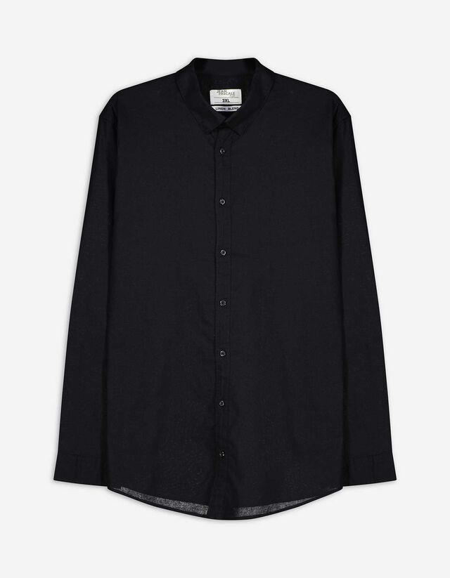 Hemd - Leinen-Optik - schwarz