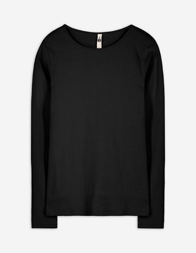 Shirt - Rippenstruktur - schwarz