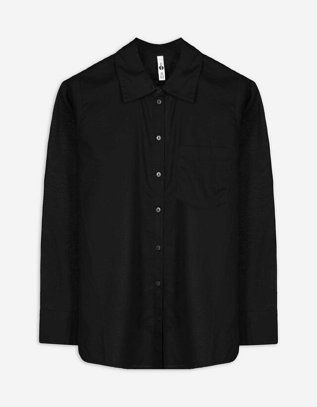 Hemdbluse - Soft-Touch - schwarz