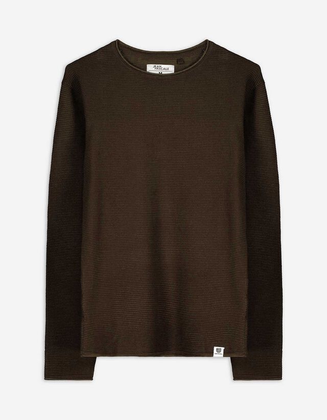 Pullover - Rundhals-Ausschnitt - dunkelbraun