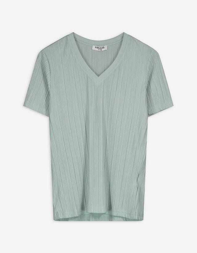T-Shirt - Plisseefalten - hellgr&uuml;n