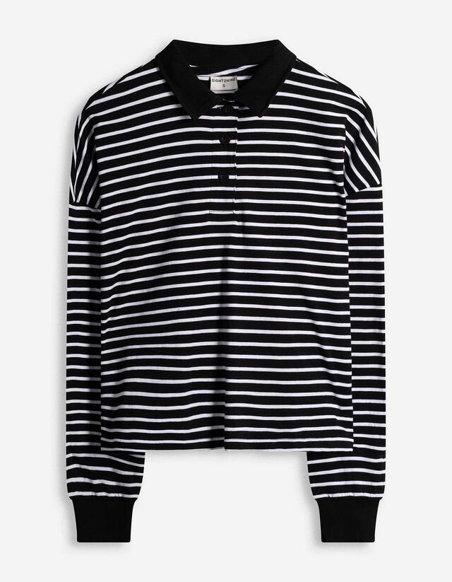 Poloshirt - Streifen - schwarz