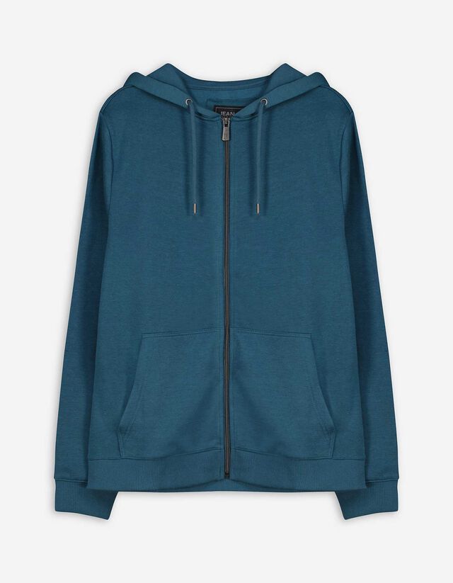 Sweatjacke - Kapuze mit Tunnelzug - t&uuml;rkis