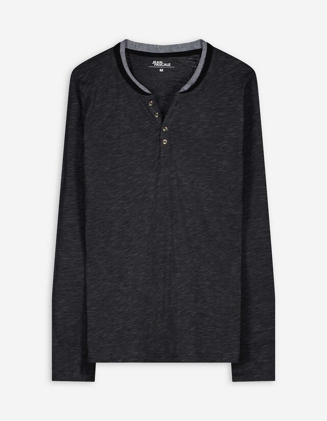 Langarmshirt - Double-Layer-Look - dunkelgrau