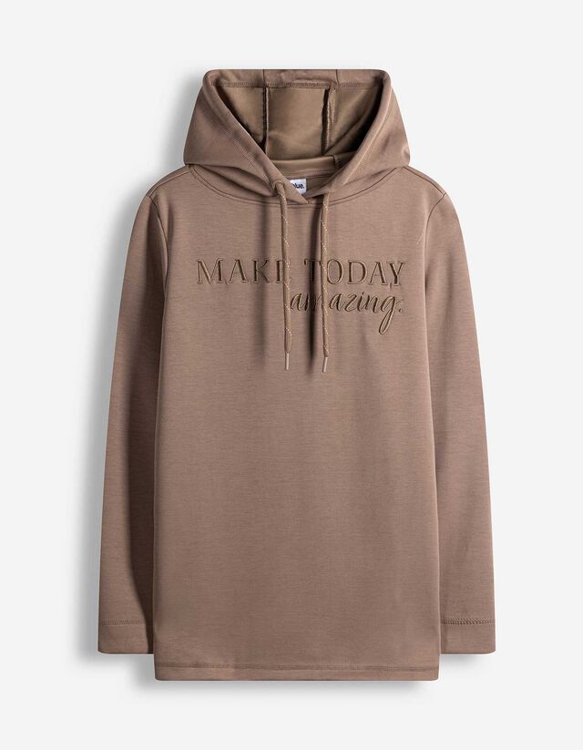 Langarmshirt - Messageprint - hellbraun