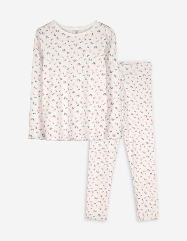 Pyjama Set aus Shirt und Hose - Mustermix - wei&szlig;