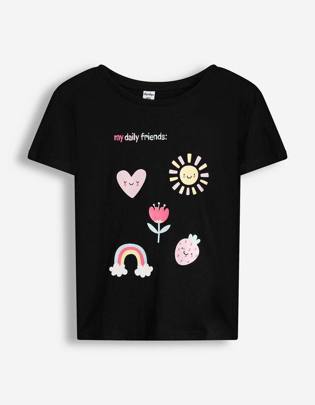 T-Shirt - Frontprint - schwarz