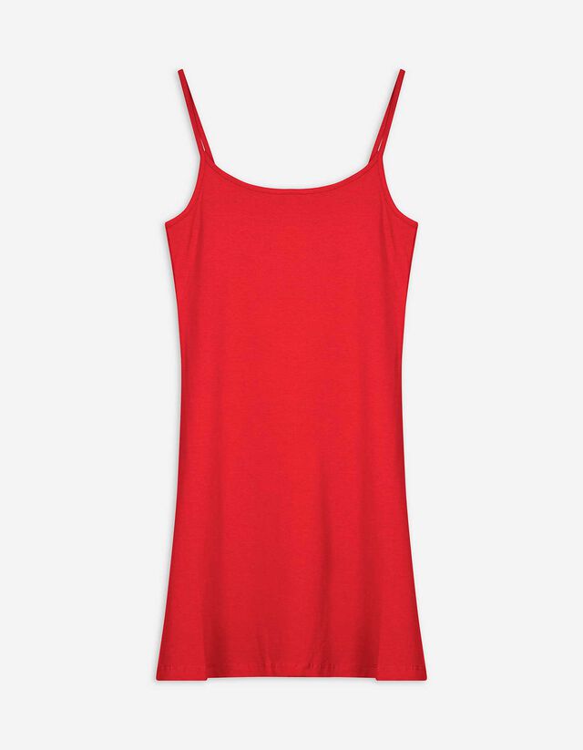 Kleid in A-Linie - Spaghettitr&auml;ger - rot