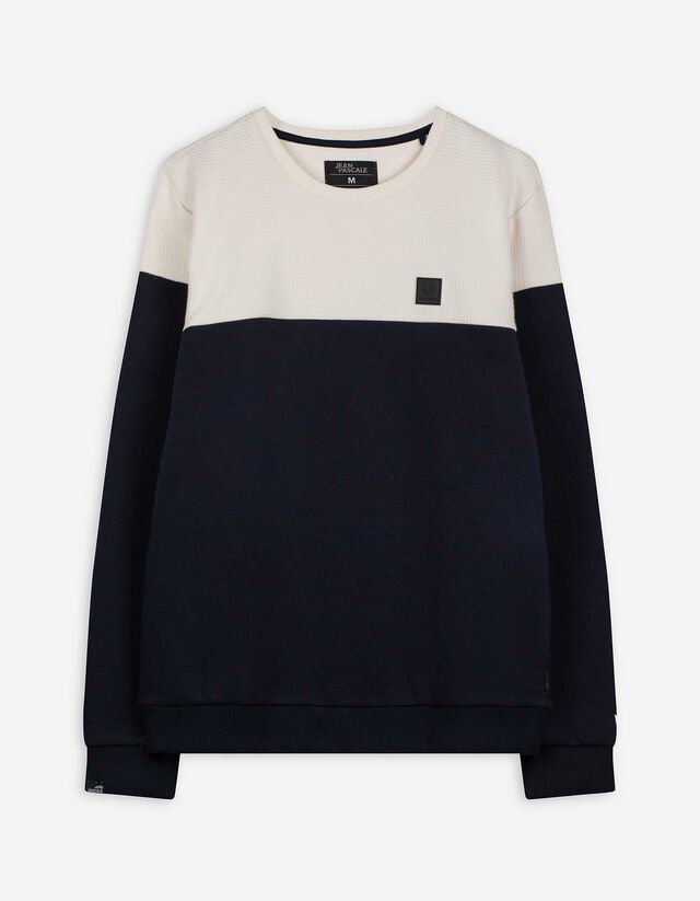 Sweatshirt - Color-Blocking - dunkelblau