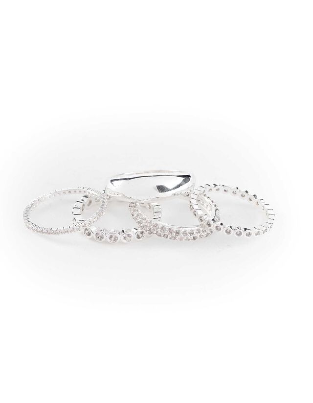 Ring - 5er-Pack - silberfarben