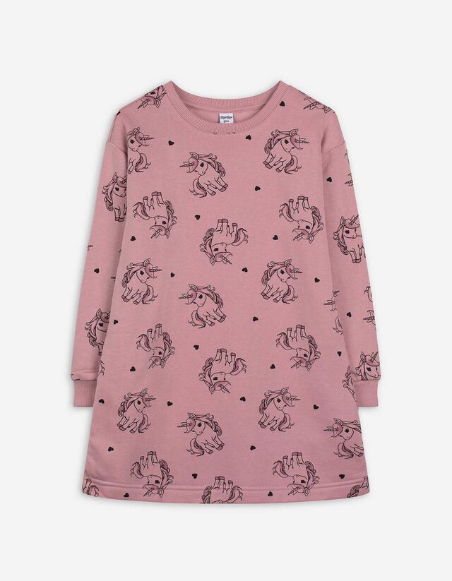 Longpullover - Allover-Print - rosa