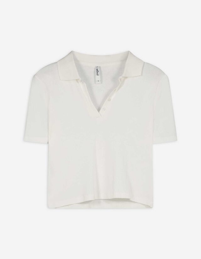 Poloshirt - Hemdkragen - wei&szlig;