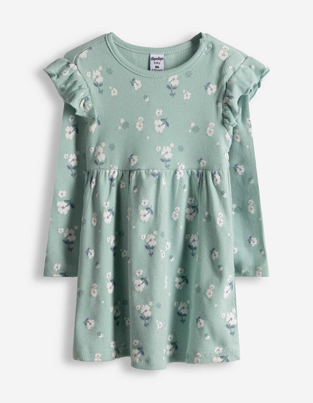 Kleid in A-Linie - Gerippt - hellgr&uuml;n