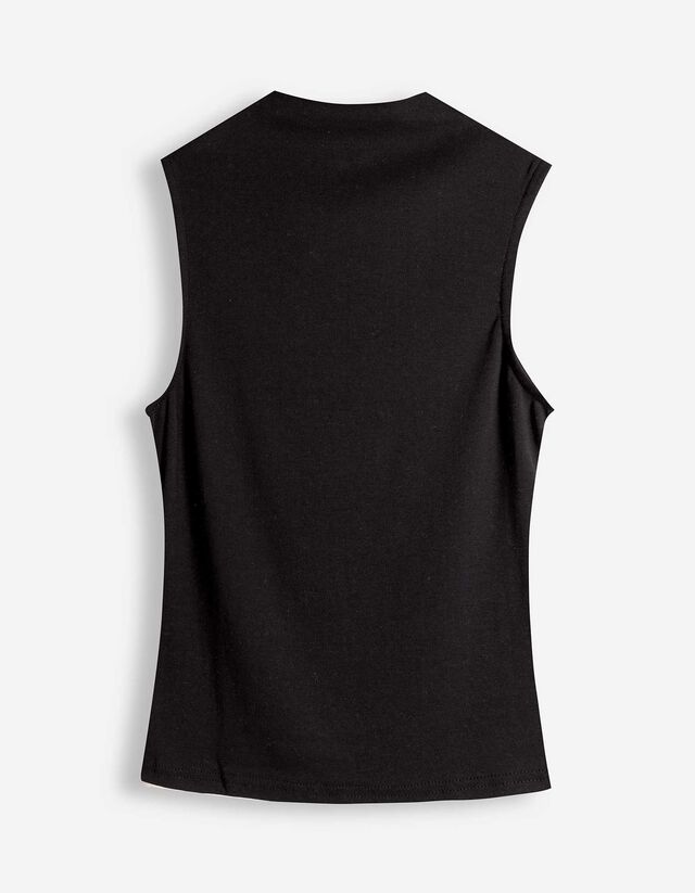 Top - Stehkragen - schwarz