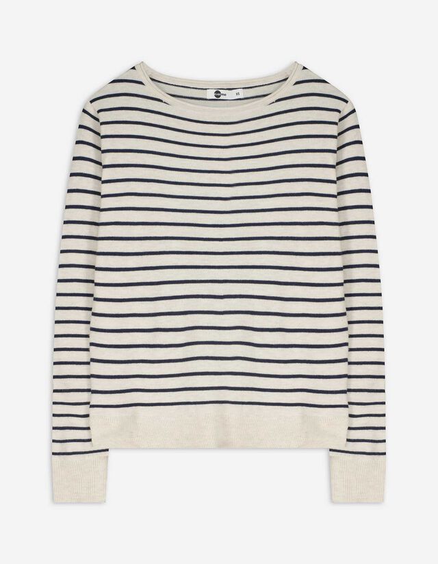 Strickpullover - Rundhals-Ausschnitt - beige