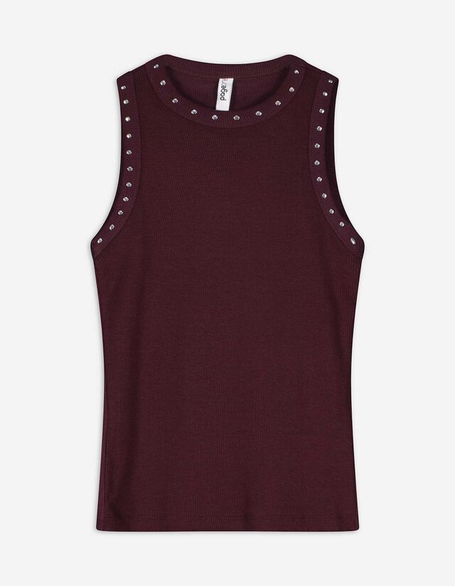 Top - Nietenbesatz - dunkellila