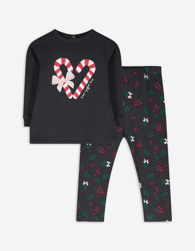 Set aus Sweatshirt und Leggings - Baumwoll-Mix - dunkelgrau
