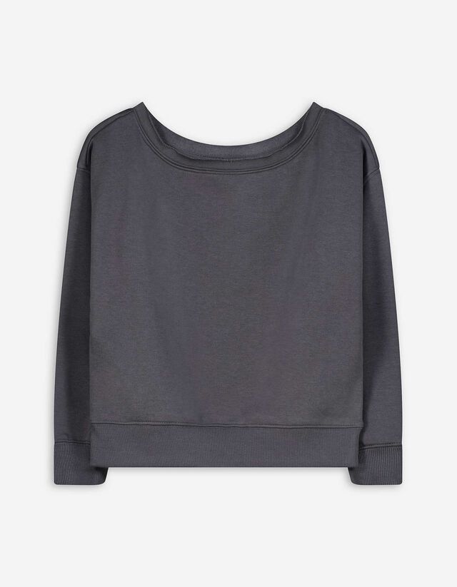 Sweatshirt - U-Ausschnitt - dunkelgrau