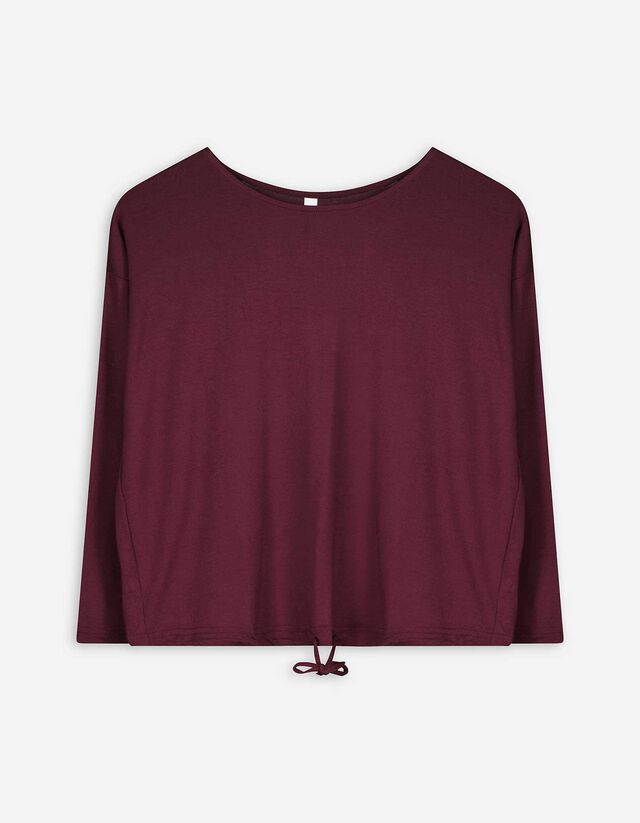 Langarmshirt - Knotendetail - dunkellila