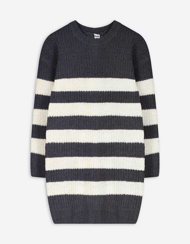 Longpullover - Streifen - dunkelgrau