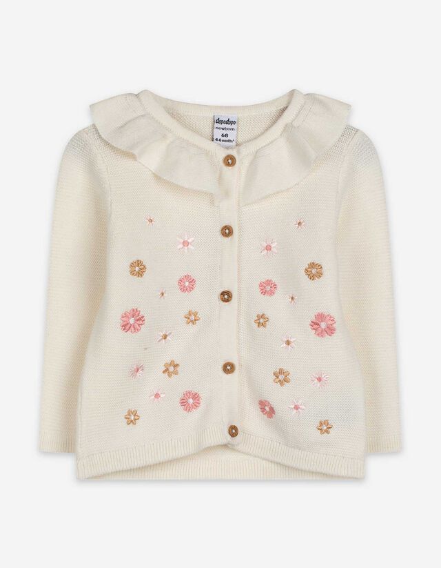 Cardigan - Stickerei - wei&szlig;