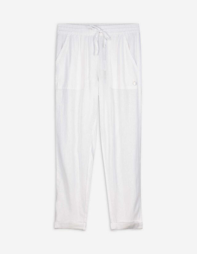 Hose - Leinen-Mix - wei&szlig;