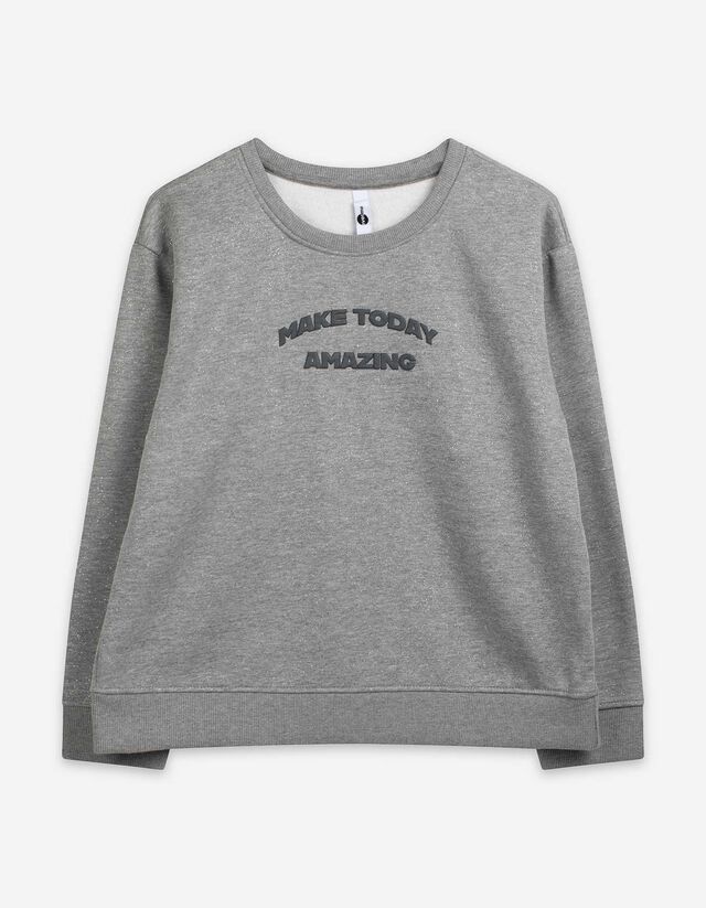 Sweatshirt - Rundhals-Ausschnitt - hellgrau