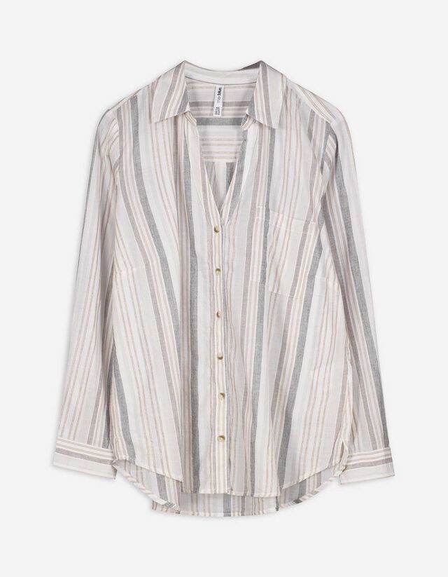 Bluse - Streifen - wei&szlig;