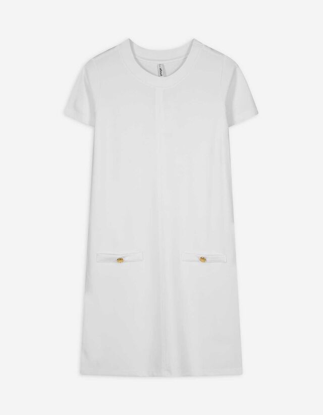 Kleid - Aufgesetze Taschen - wei&szlig;
