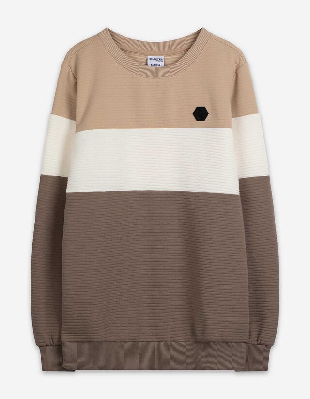 Sweatshirt - Color-Blocking - beige