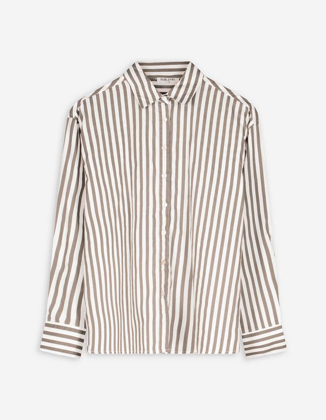 Hemdbluse - Streifen - hellgrau