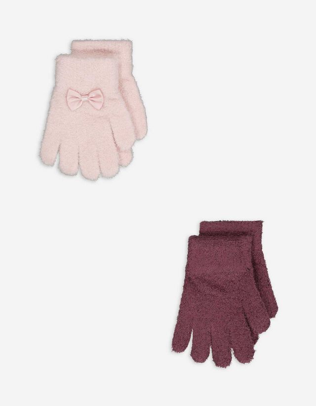 Handschuhe - Schleifenapplikation - rosa