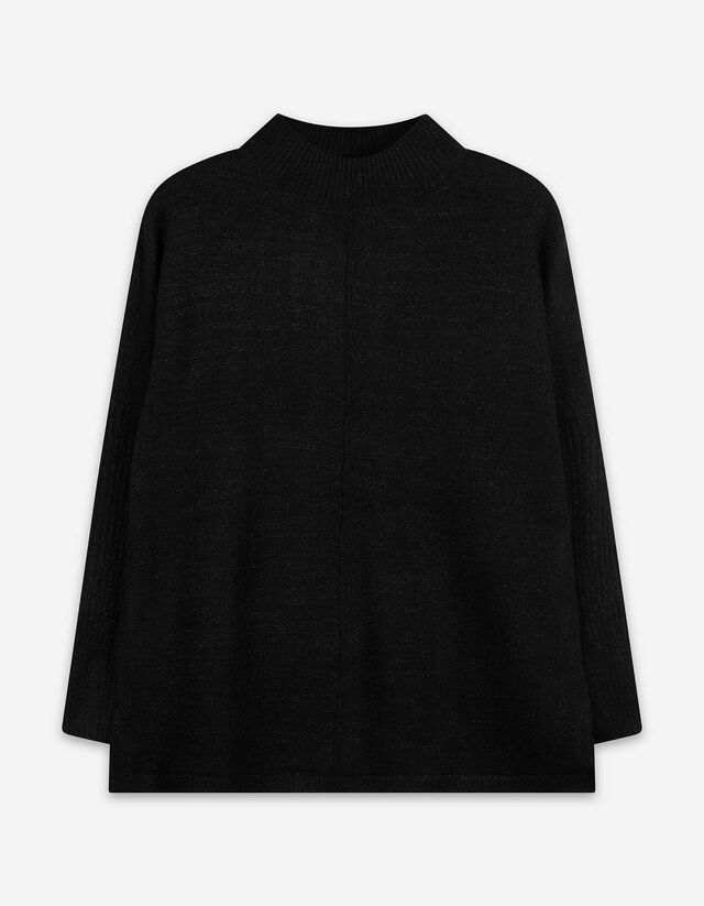 Longpullover - Seitenschlitz - schwarz