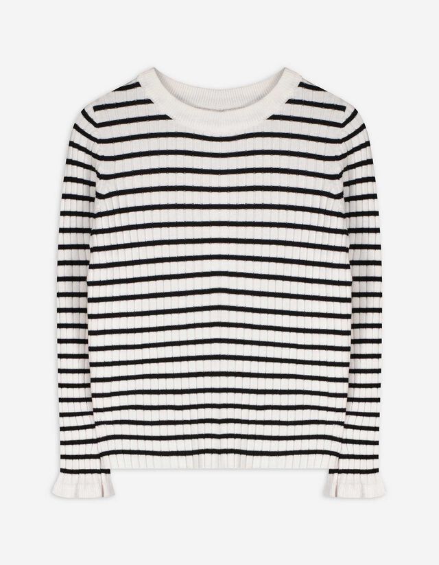 Strickshirt - Rippenstruktur - wei&szlig;