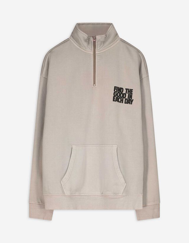 Sweatshirt - Troyer - hellgrau