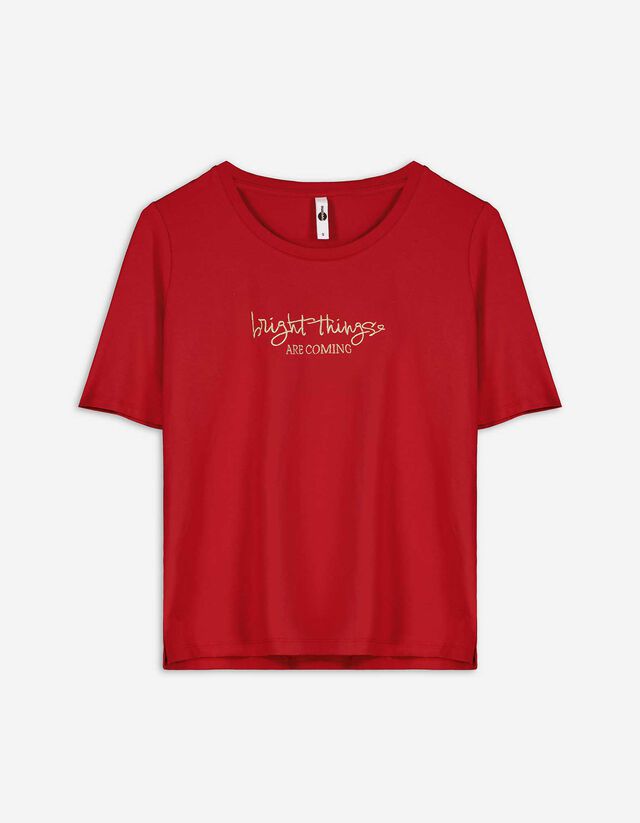 T-Shirt - Stickereien - dunkelrot