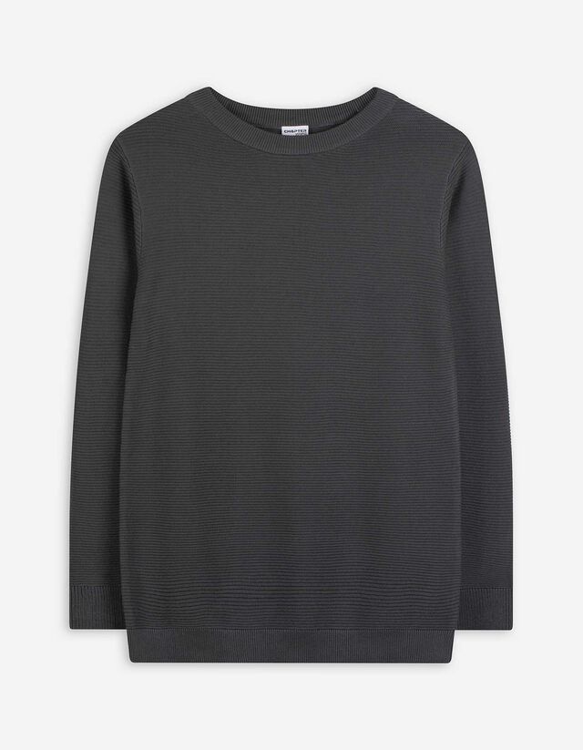 Pullover - Gerippt - dunkelgrau