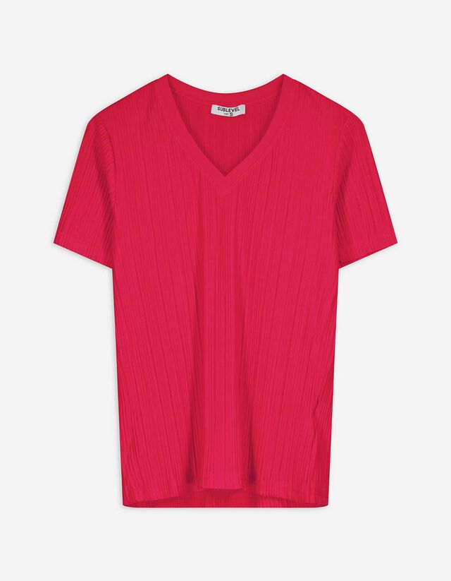 T-Shirt - Plisseefalten - pink