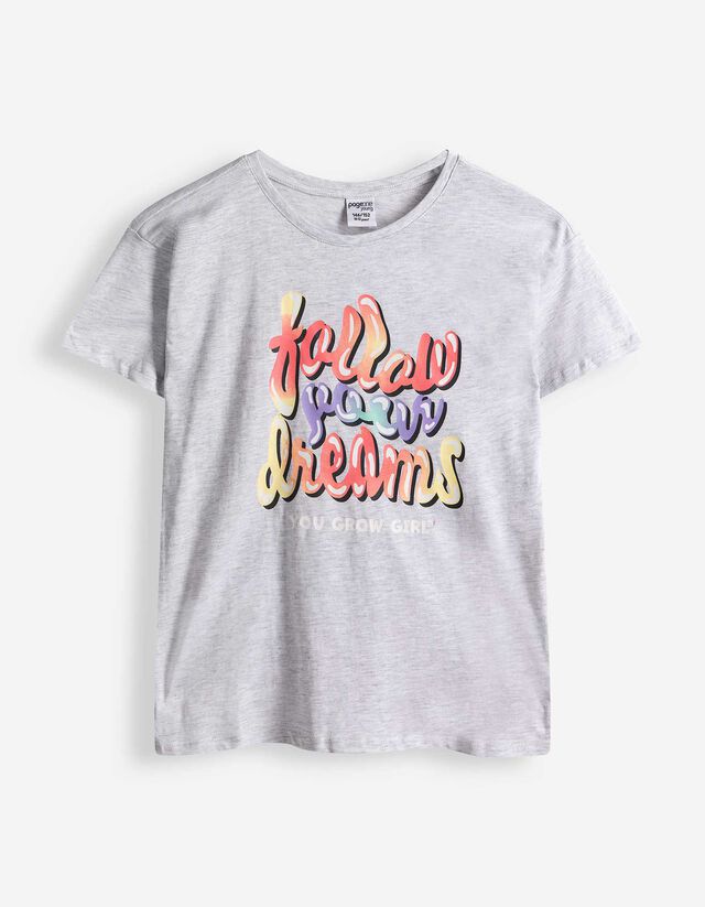 T-Shirt - Frontprint - hellgrau