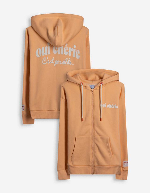 Sweatjacke - Print - orange