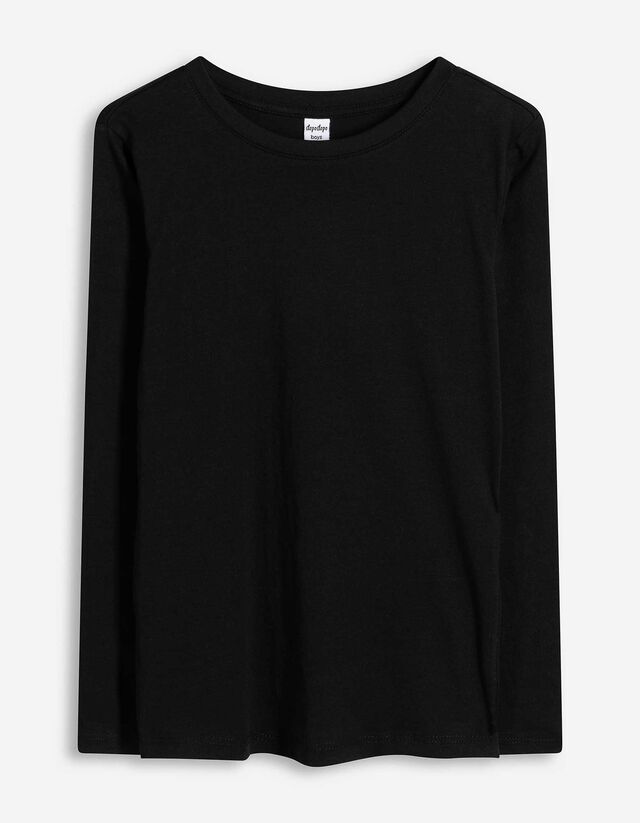 Langarmshirt - Baumwolle - schwarz