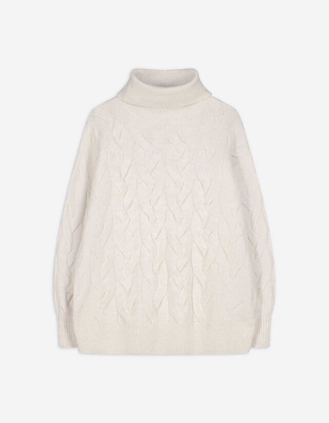 Longpullover - Rollkragen - beige