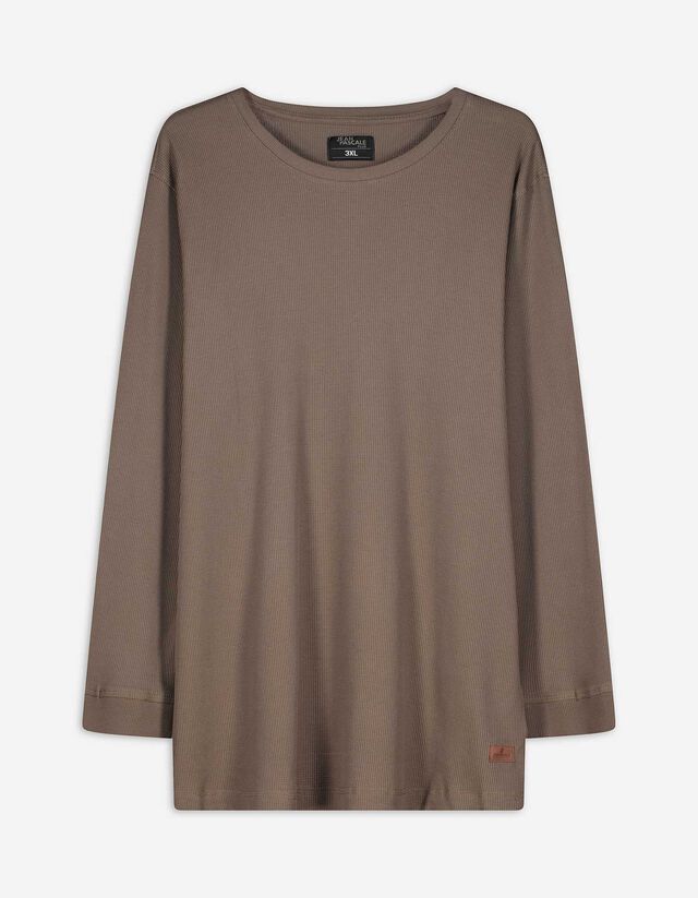 Langarmshirt - Baumwolle - beige