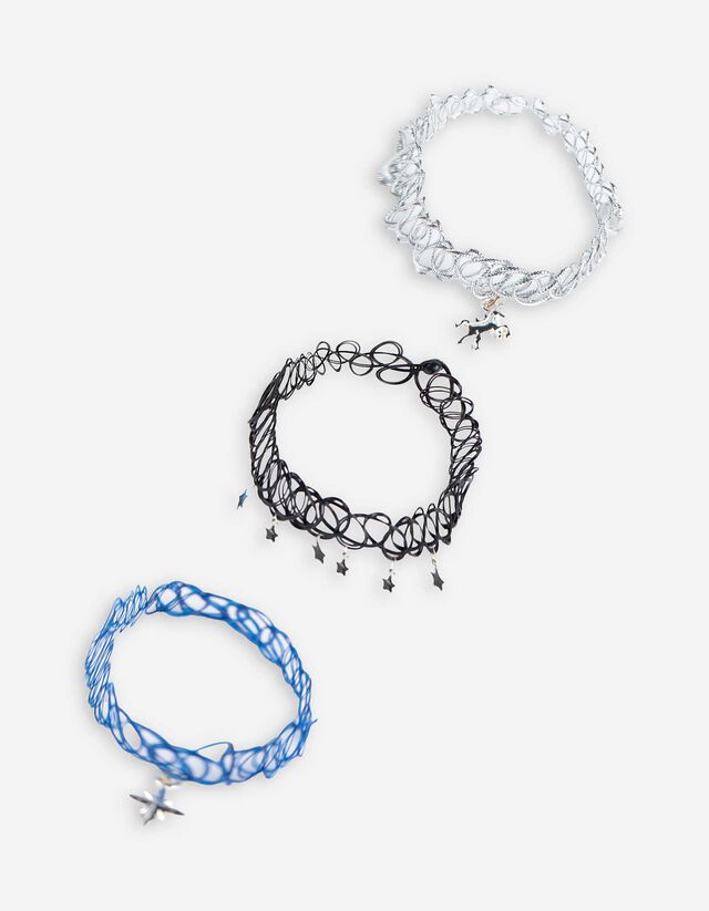 Choker - 3er-Pack - silberfarben