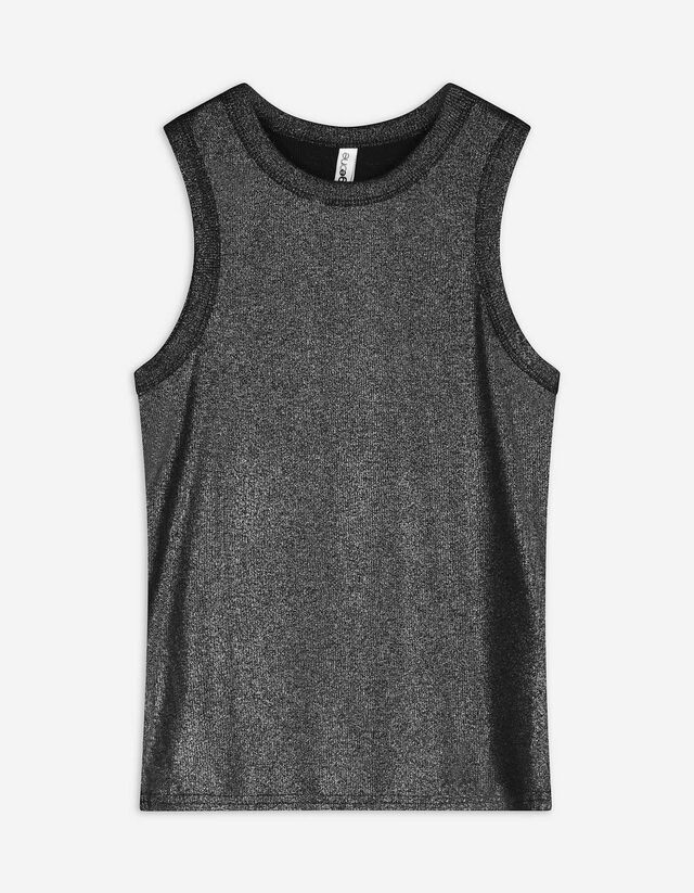 Top - Glitzerprint - schwarz