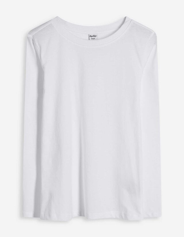 Langarmshirt - Baumwolle - wei&szlig;