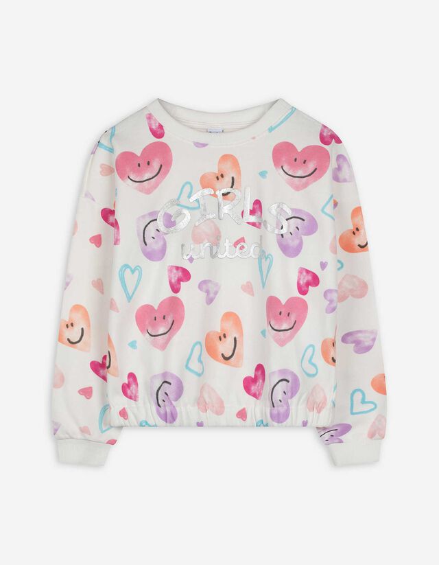 Sweatshirt - Allover-Print - wei&szlig;