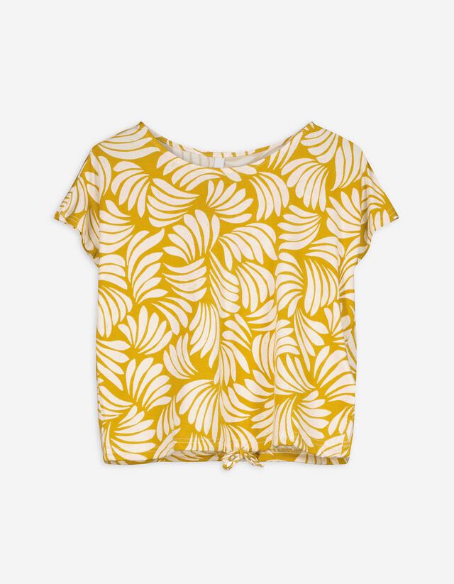T-Shirt - Allover-Print - dunkelgelb